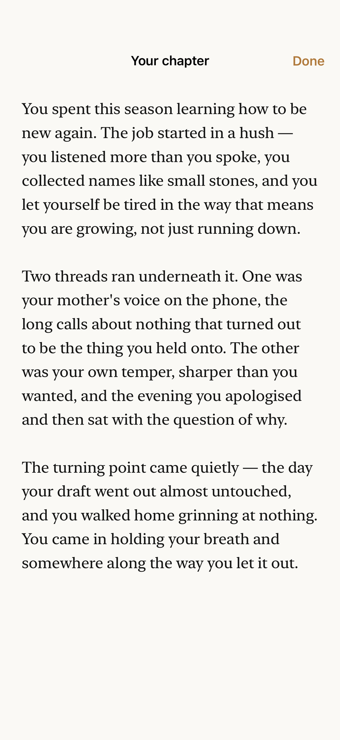 Folded: a season of writing folded into one short chapter